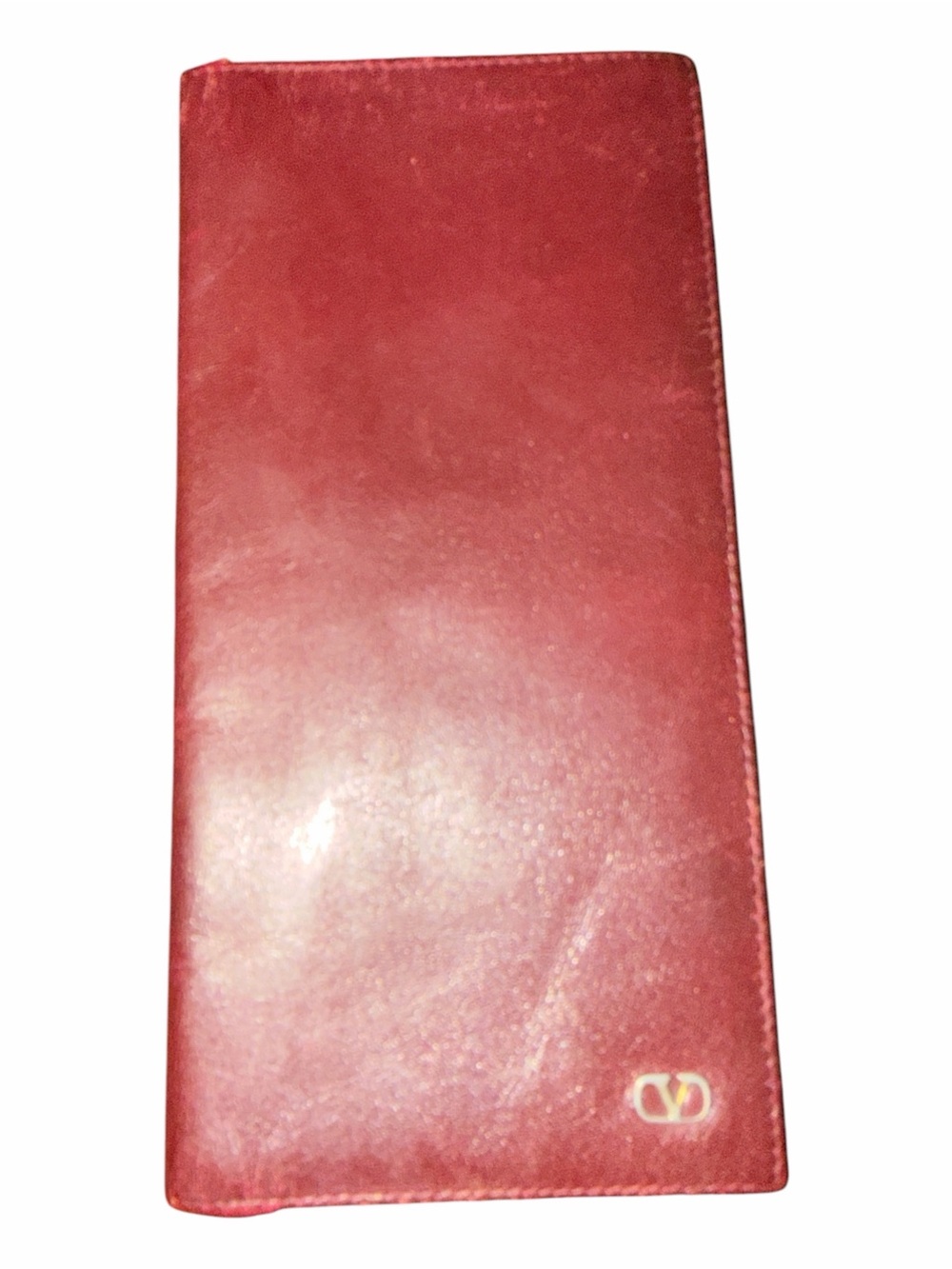 Vintage Valentino Garavani Red Leather Long Bifold Wallet Made in Italy